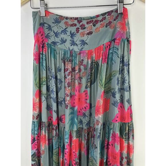 Natural Life Hanna Convertible Maxi Skirt Floral Tropical Smocked Size Medium - Picture 4 of 15